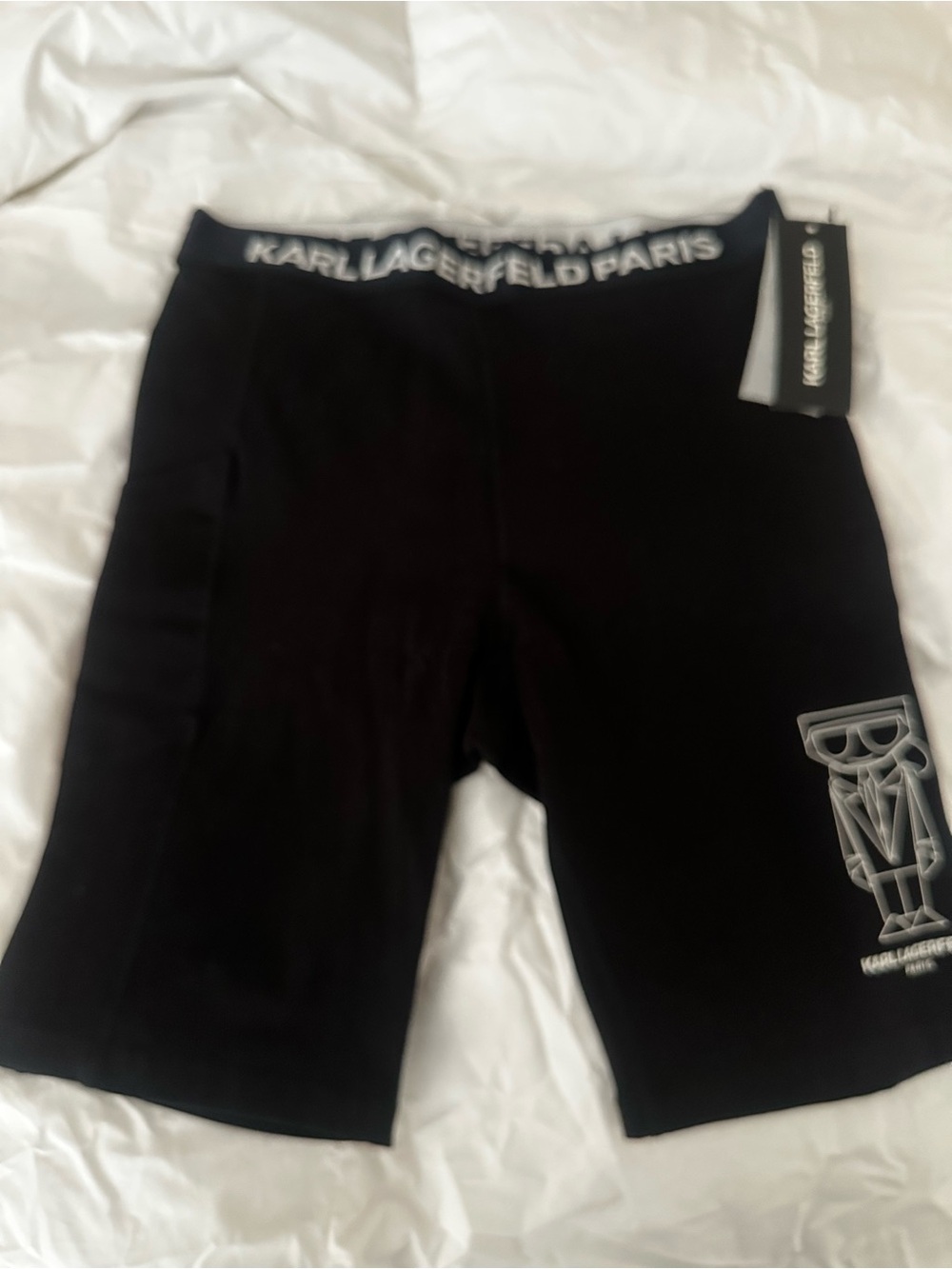 Karl Lagerfeld Black Logo-Trim Bike Shorts